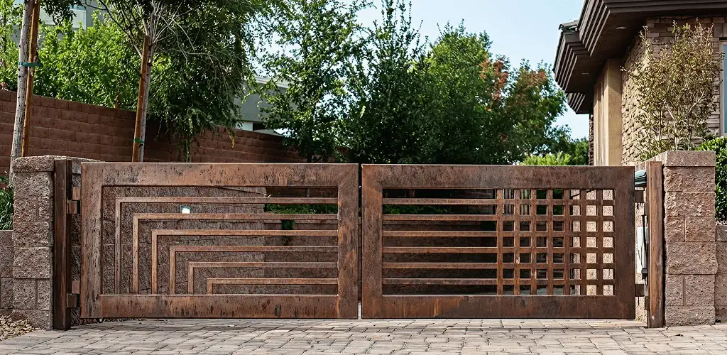 Custom driveway gate installation for a home entrance in Kansas City, KS