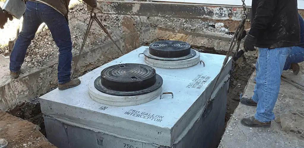 Grease trap installation for a commercial property drainage system in Kansas City, KS