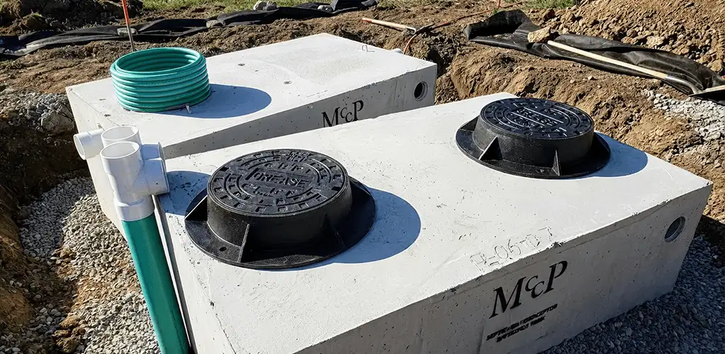 Grease trap installation unit set in place for drainage protection in Kansas City, KS