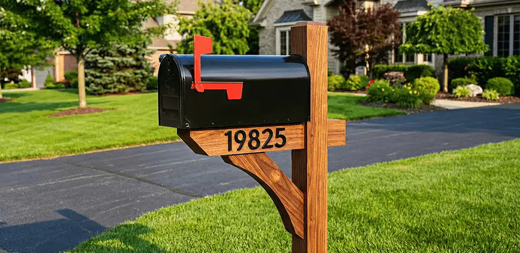 New mailbox installation with post and address number for a home in Kansas City, KS